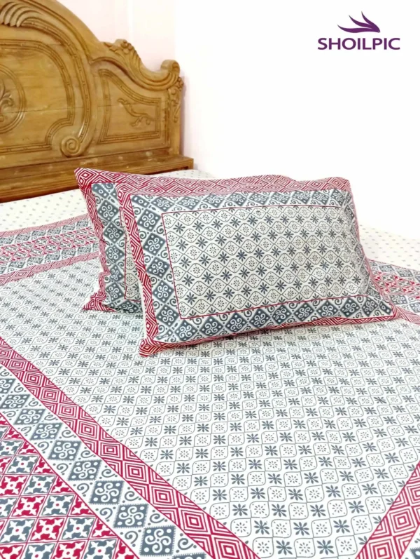 Premium Block Print Bed Sheet (King Size) - Image 2